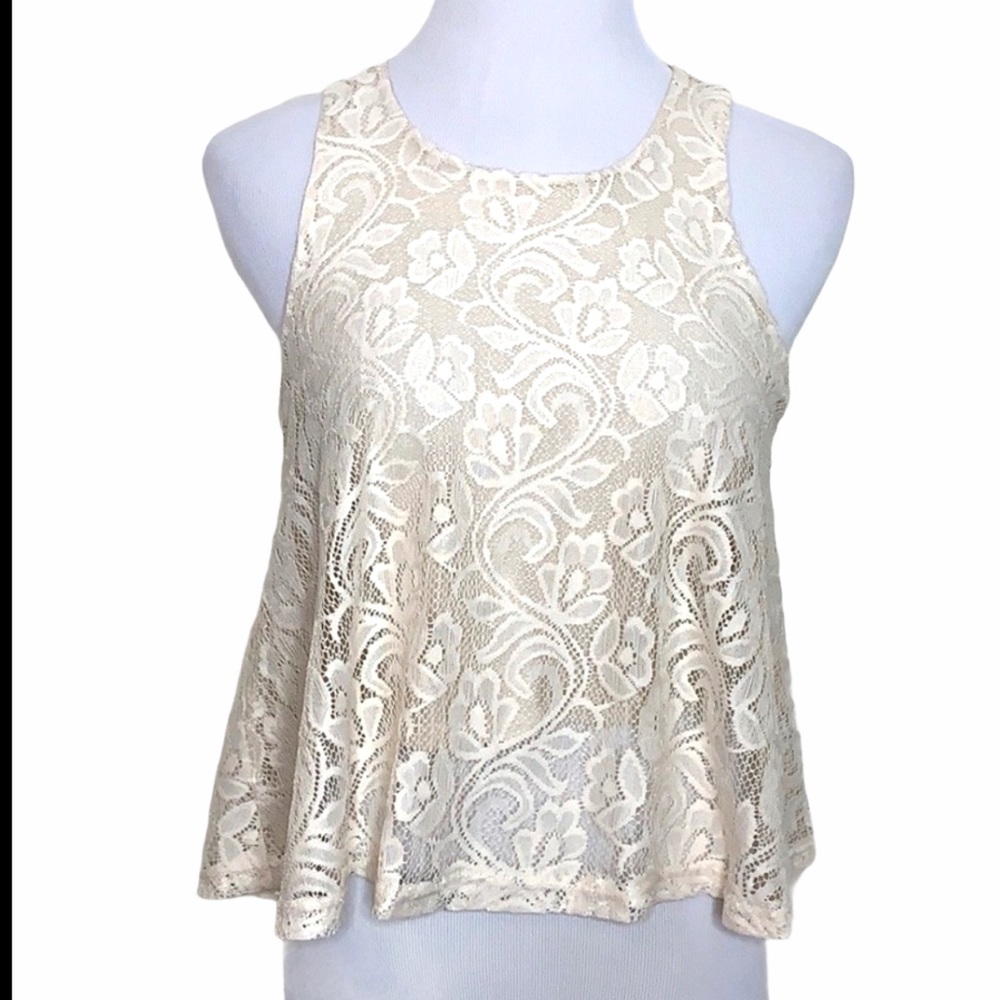 H. I. P. Cream Lace Tank Top